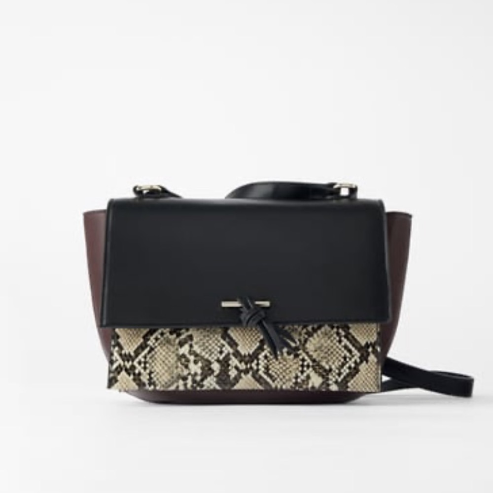 NWT • Zara • Contrast Snakeskin Print Crossbody